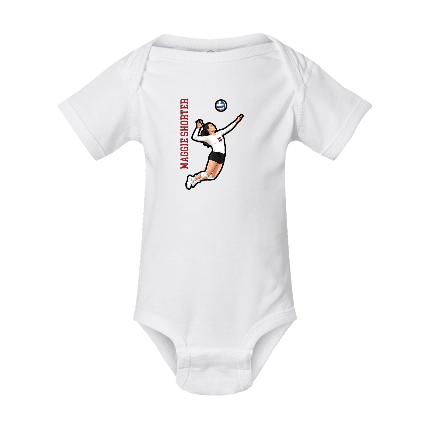 Baby Onesie — Name Vertical in White