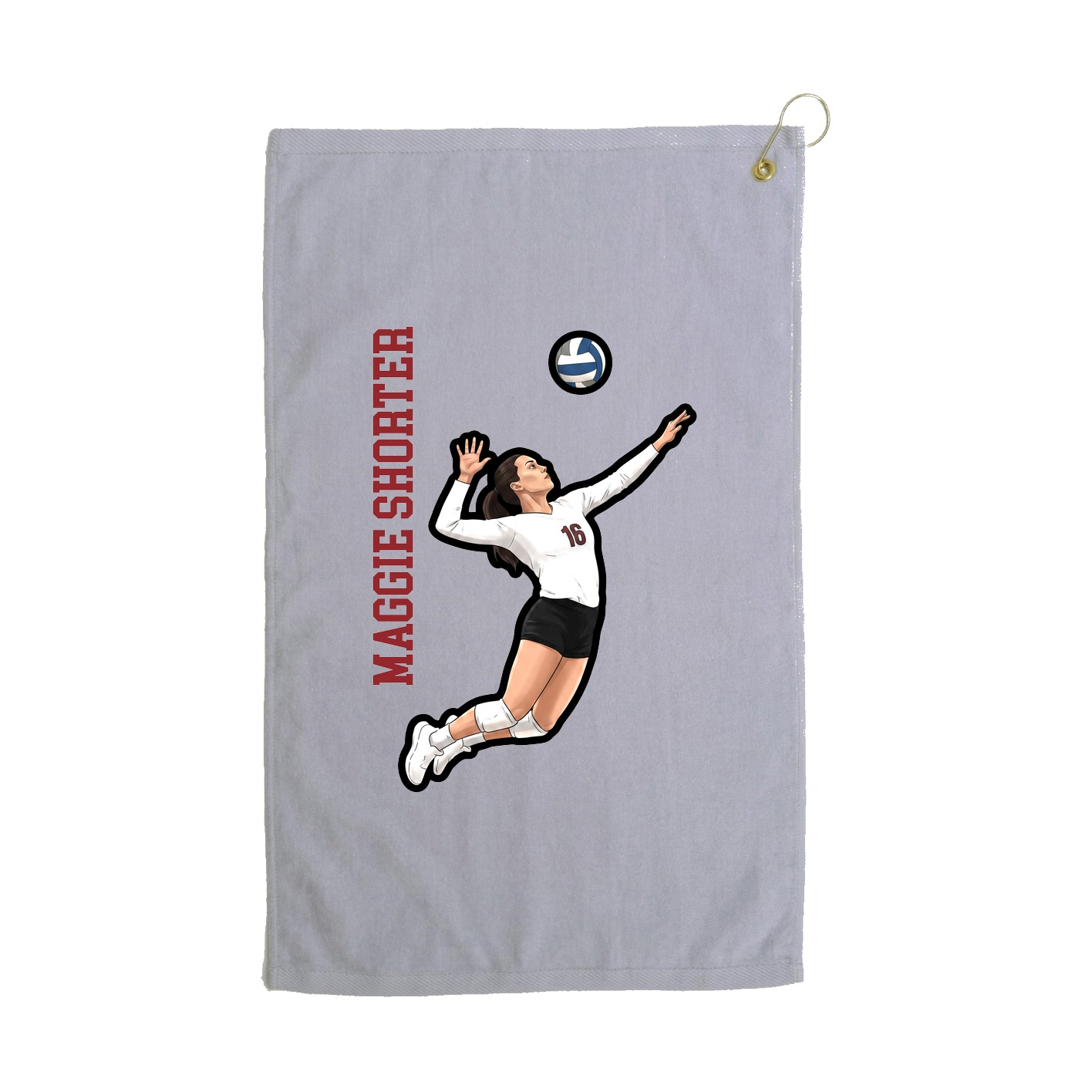 Golf Towel — Name Vertical in Grey