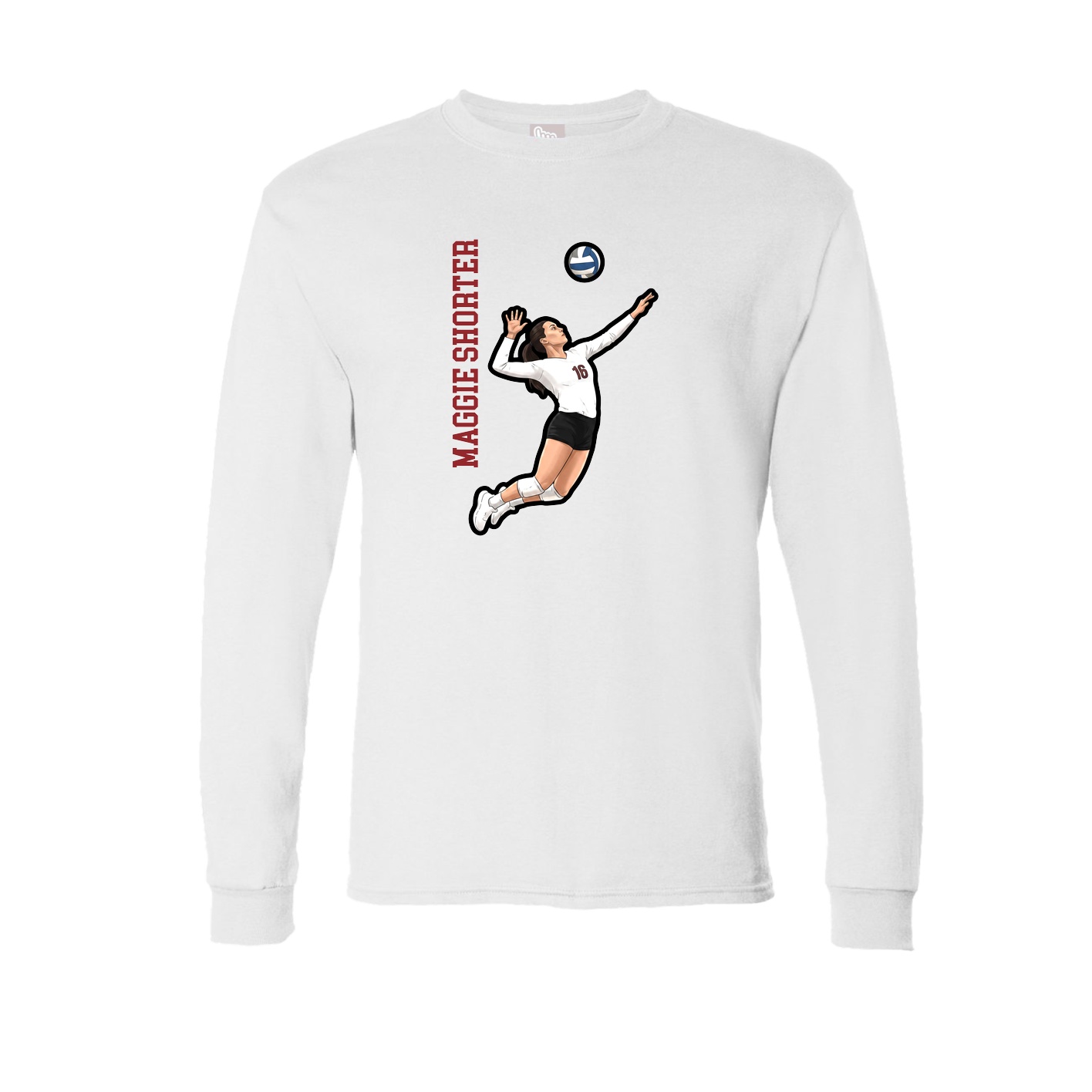 Long Sleeve Tee — Name Vertical in White
