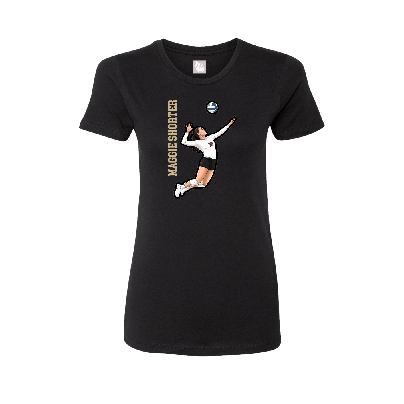 Womens Tee — Name Vertical in Black