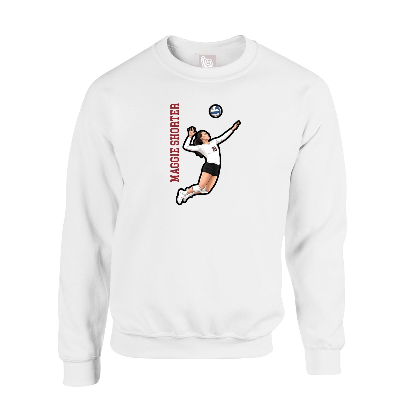 Fleece Crew — Name Vertical in White