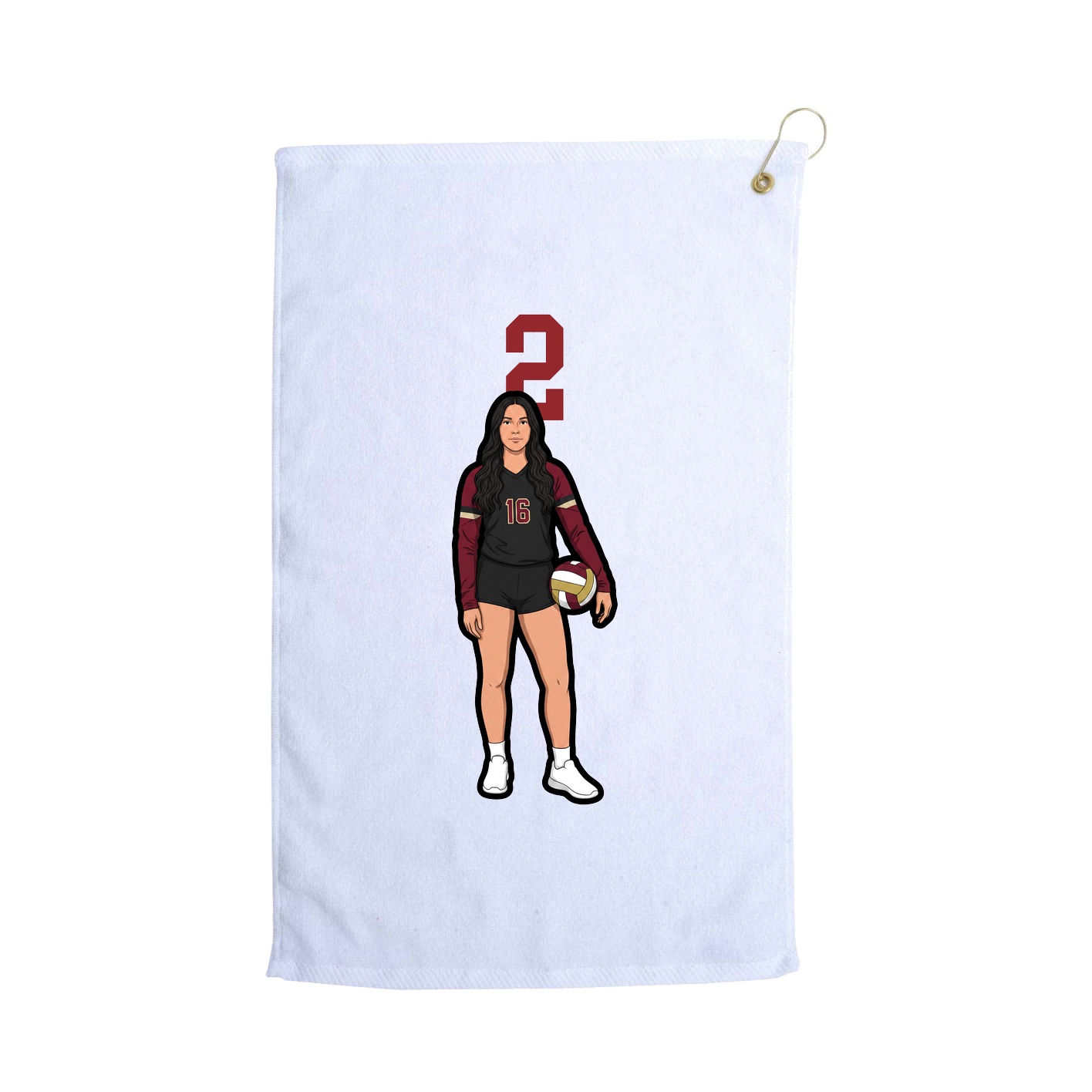 Golf Towel — Number Top in White