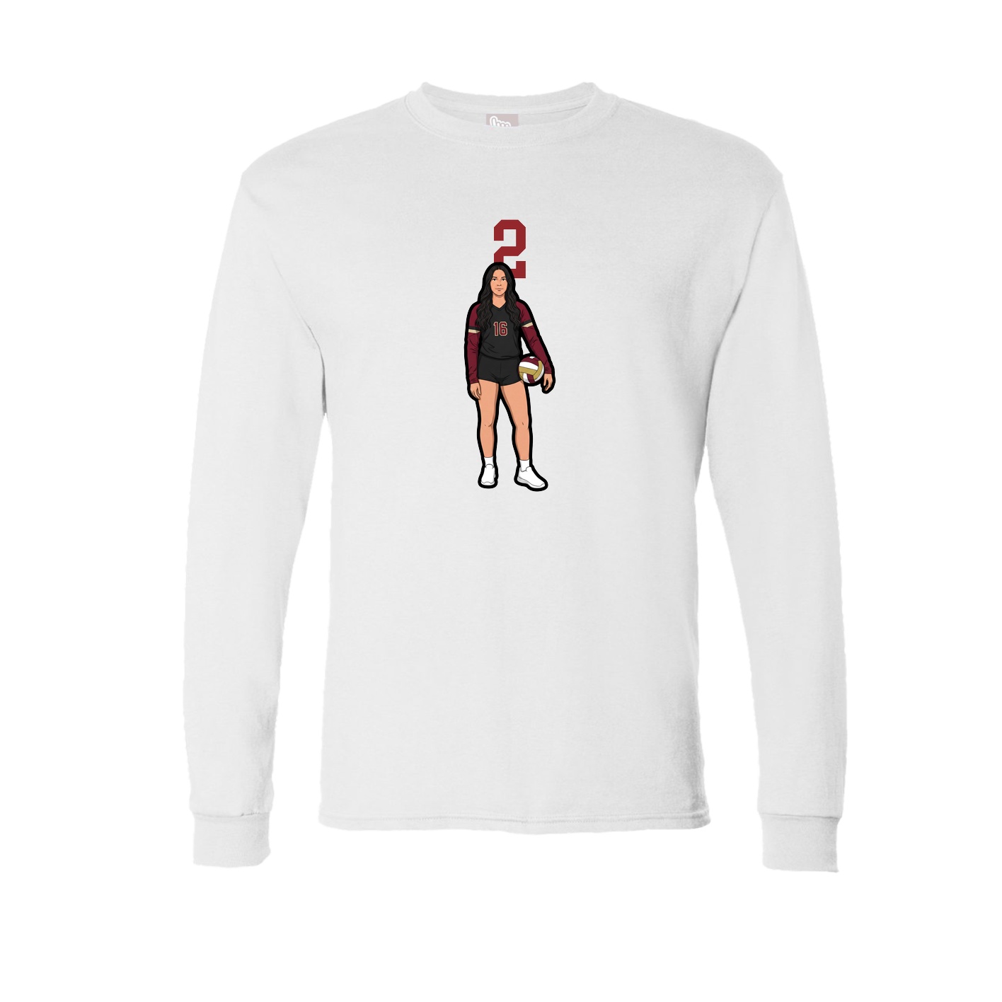 Long Sleeve Tee — Number Top in White
