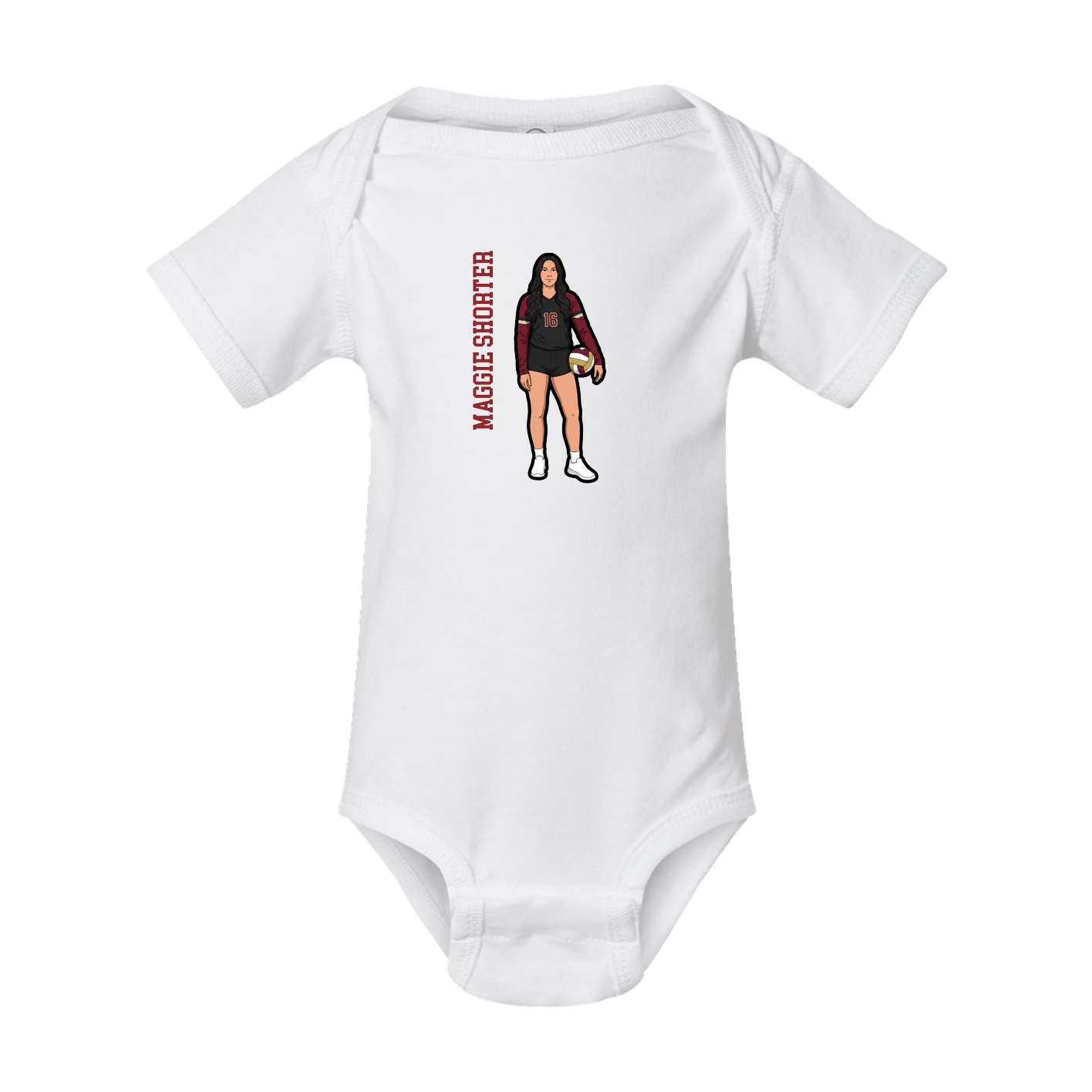Baby Onesie — Name Vertical in White