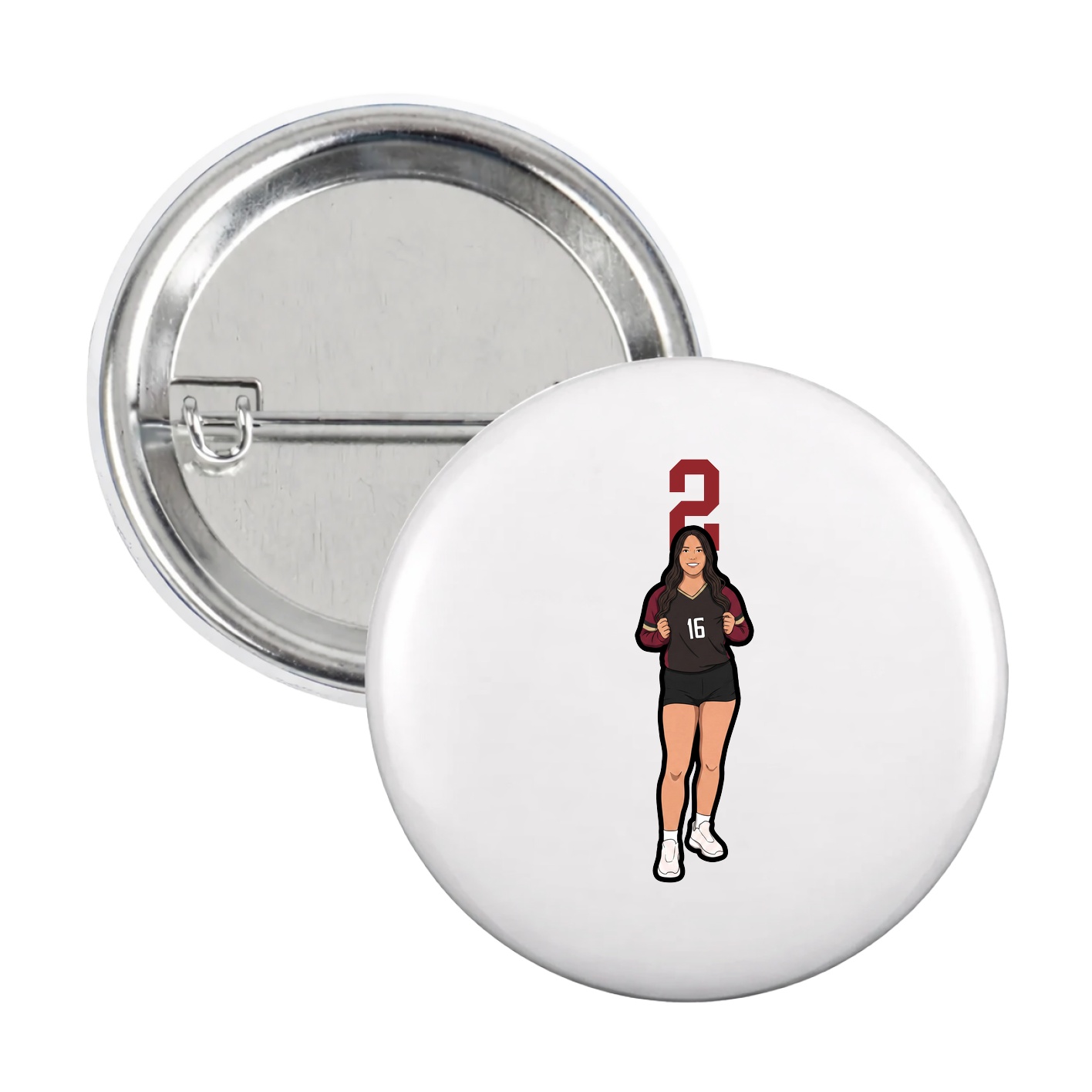 Game Day Button — Number Top in White
