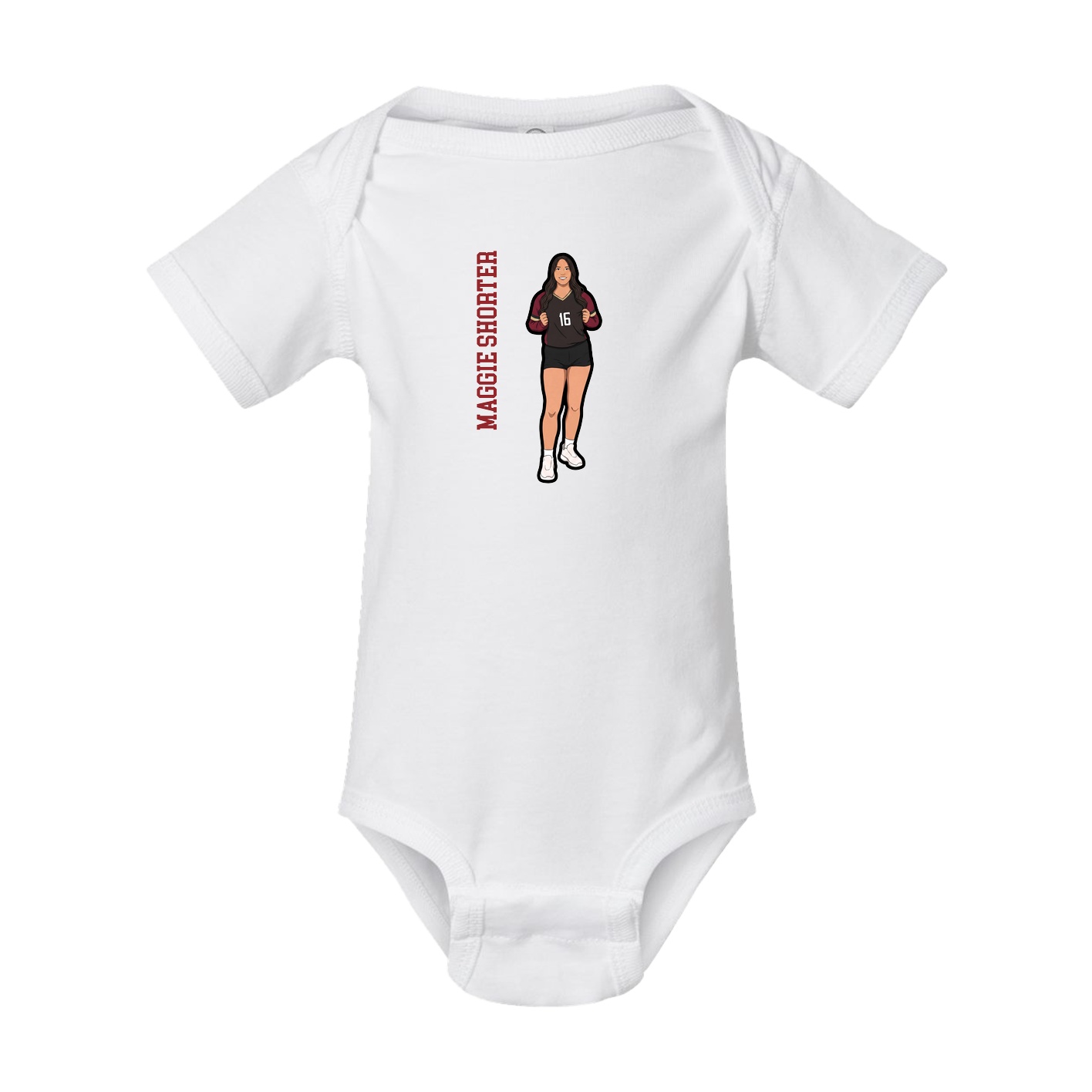 Baby Onesie — Name Vertical in White