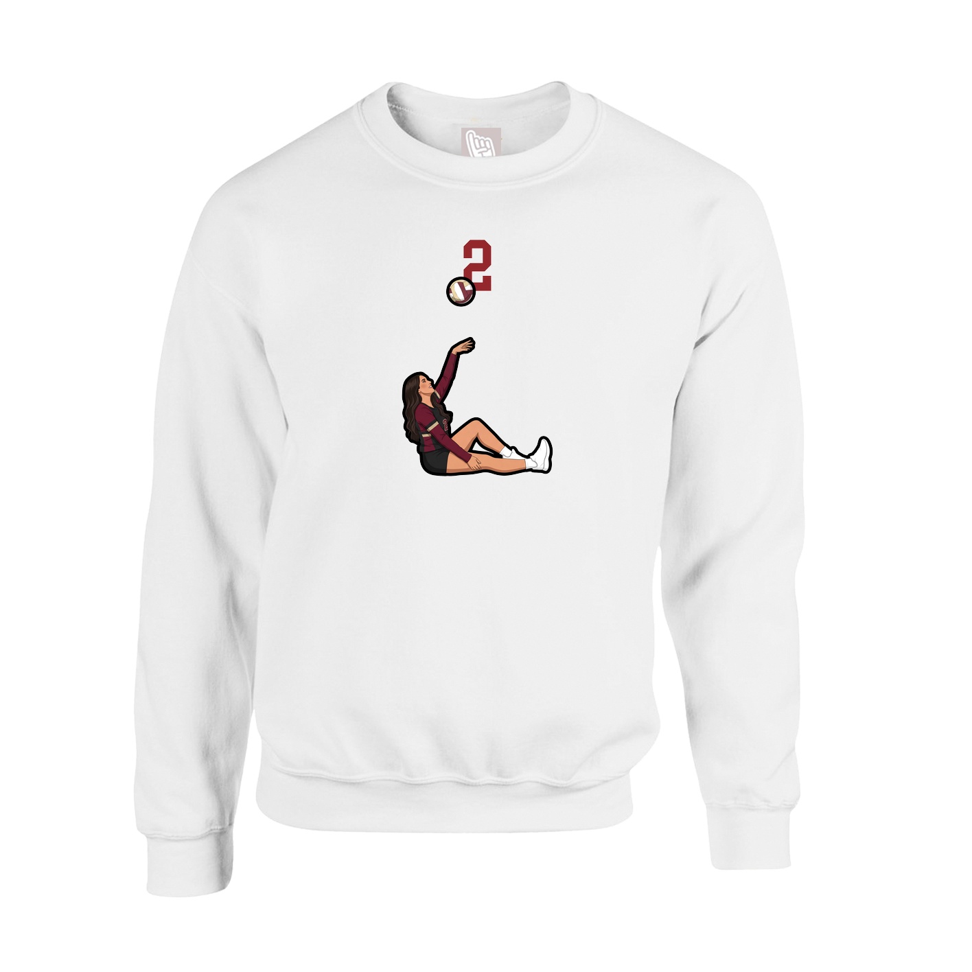 Fleece Crew — Number Top in White