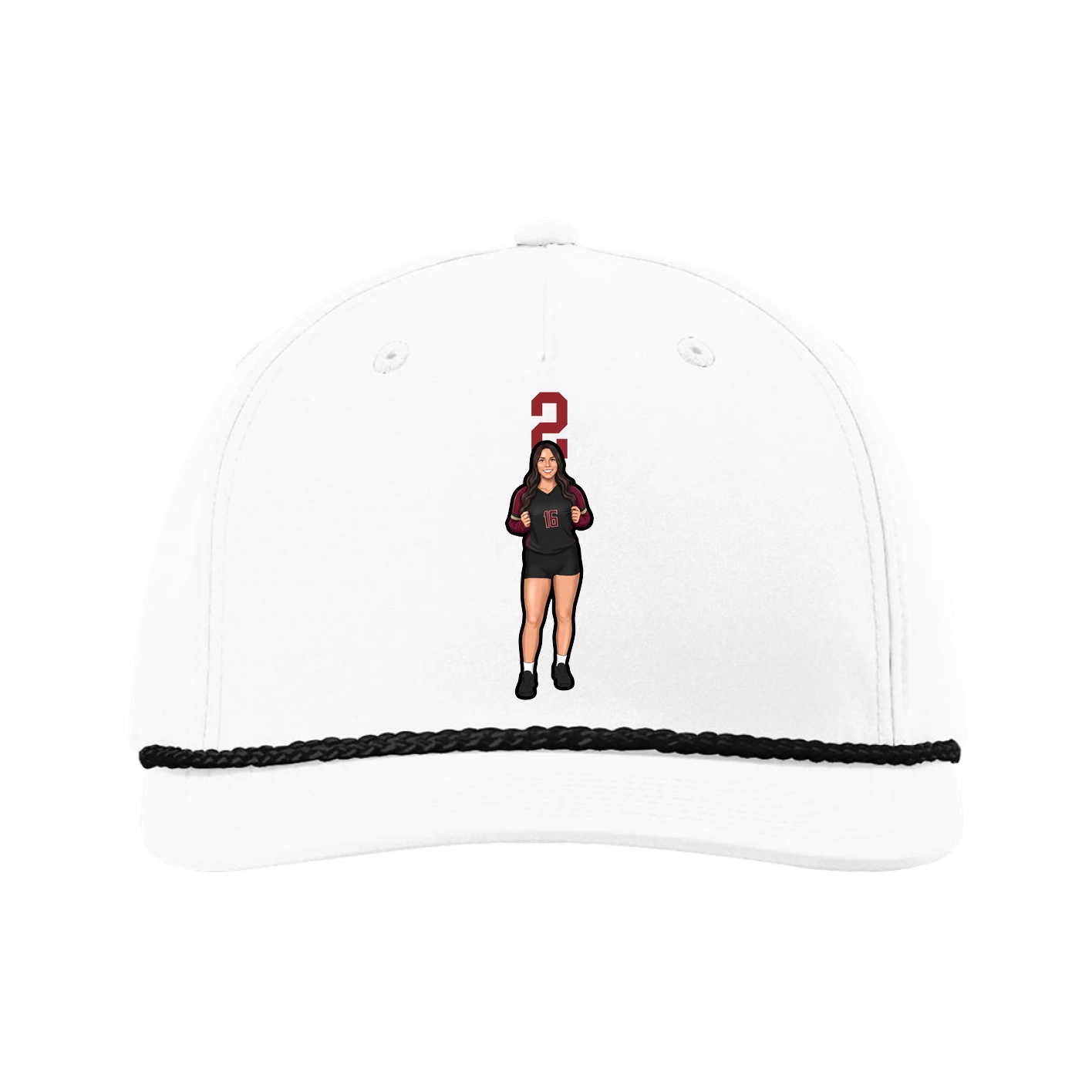 Five-Panel Classic Rope Cap — Number Top in White