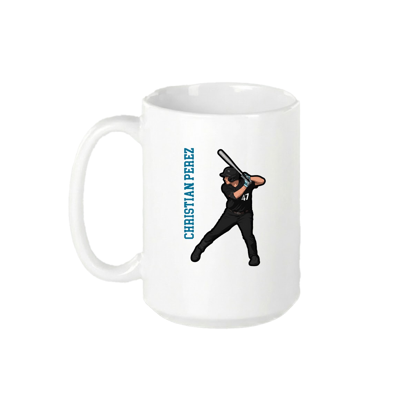 15oz Coffee Mug — Name Vertical in White