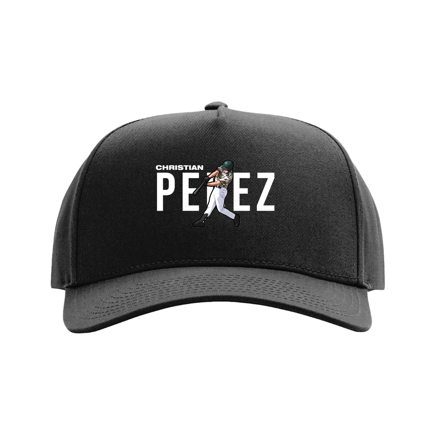 Full Fabric Five-Panel Champ Cap — Player Name in Black