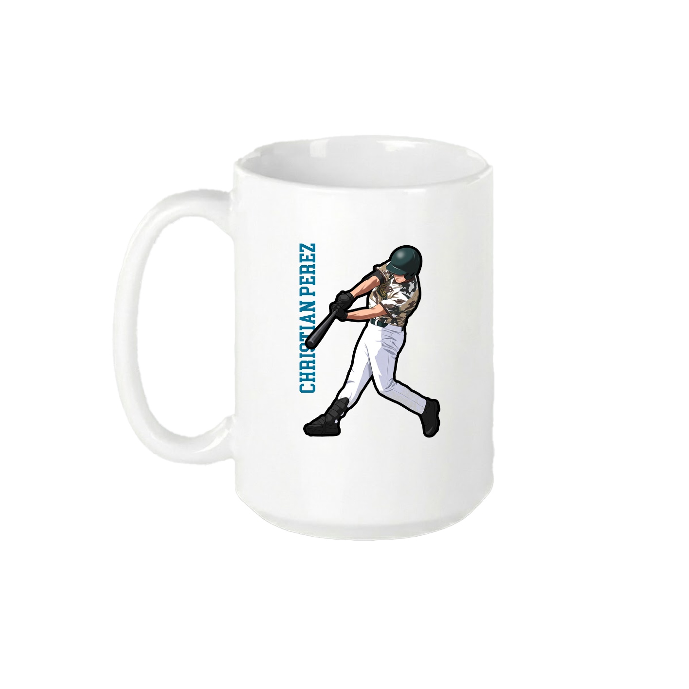 15oz Coffee Mug — Name Vertical in White