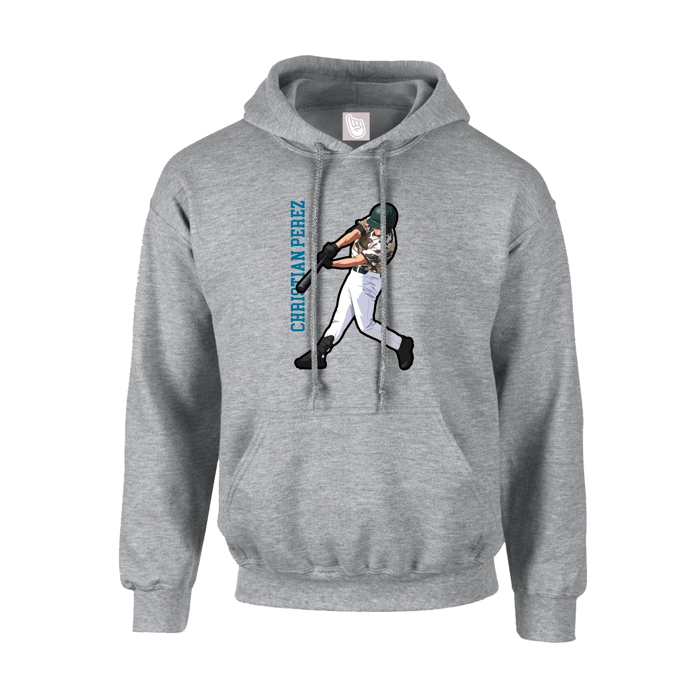 Youth Hoodie — Name Vertical in Grey