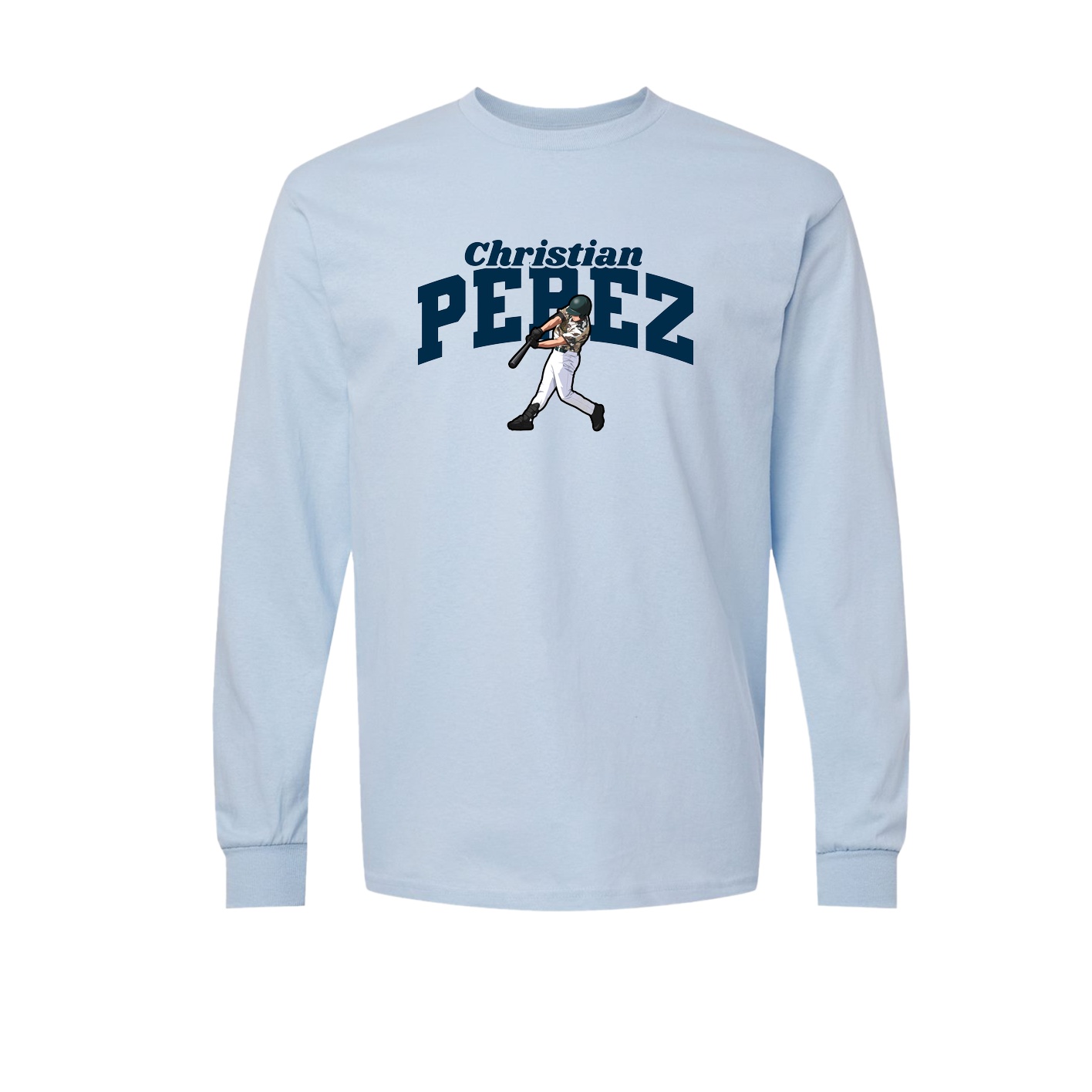 Long Sleeve Tee — Signature Arch in Light Blue