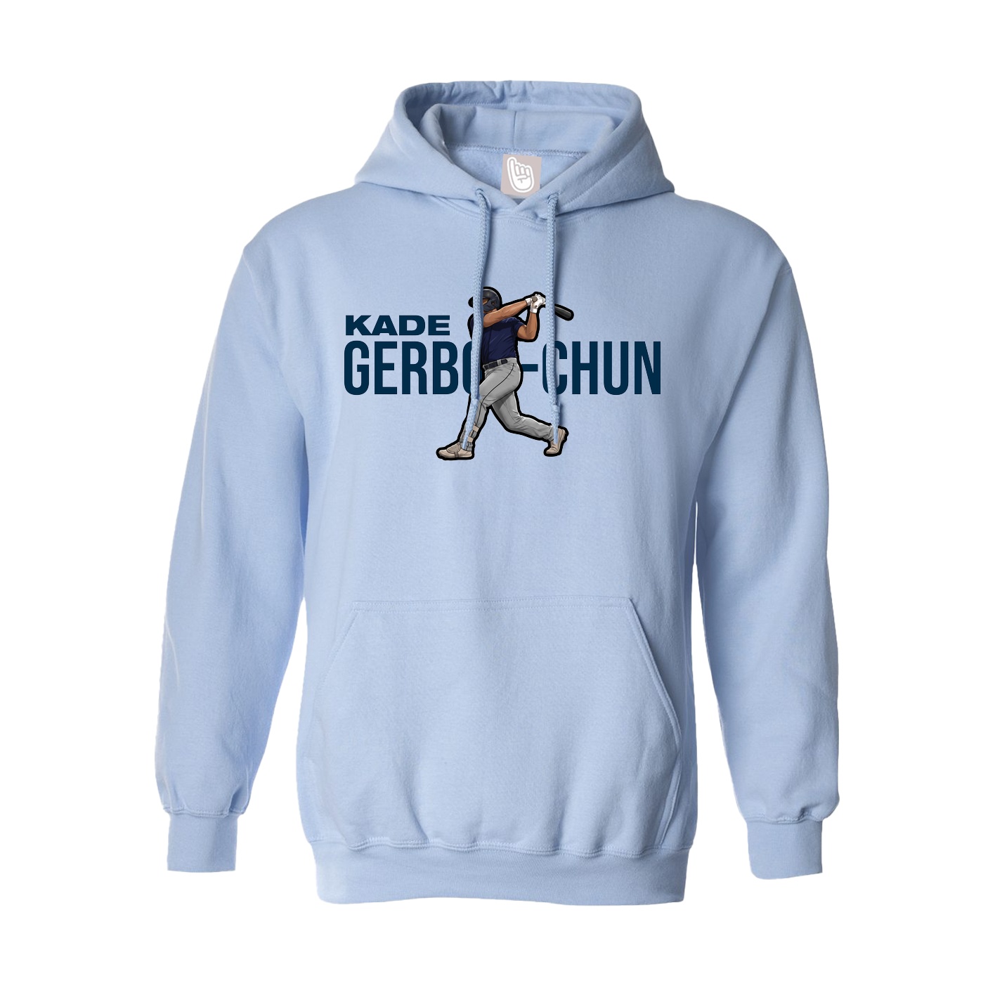 Hoodie — Player Name in Light Blue