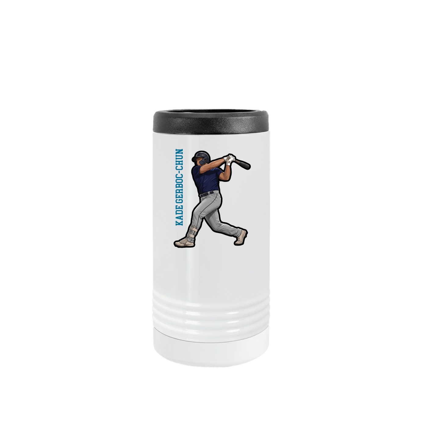 Slim Beverage Holder — Name Vertical in White
