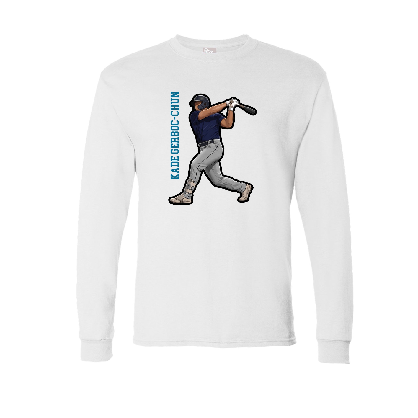 Long Sleeve Tee — Name Vertical in White