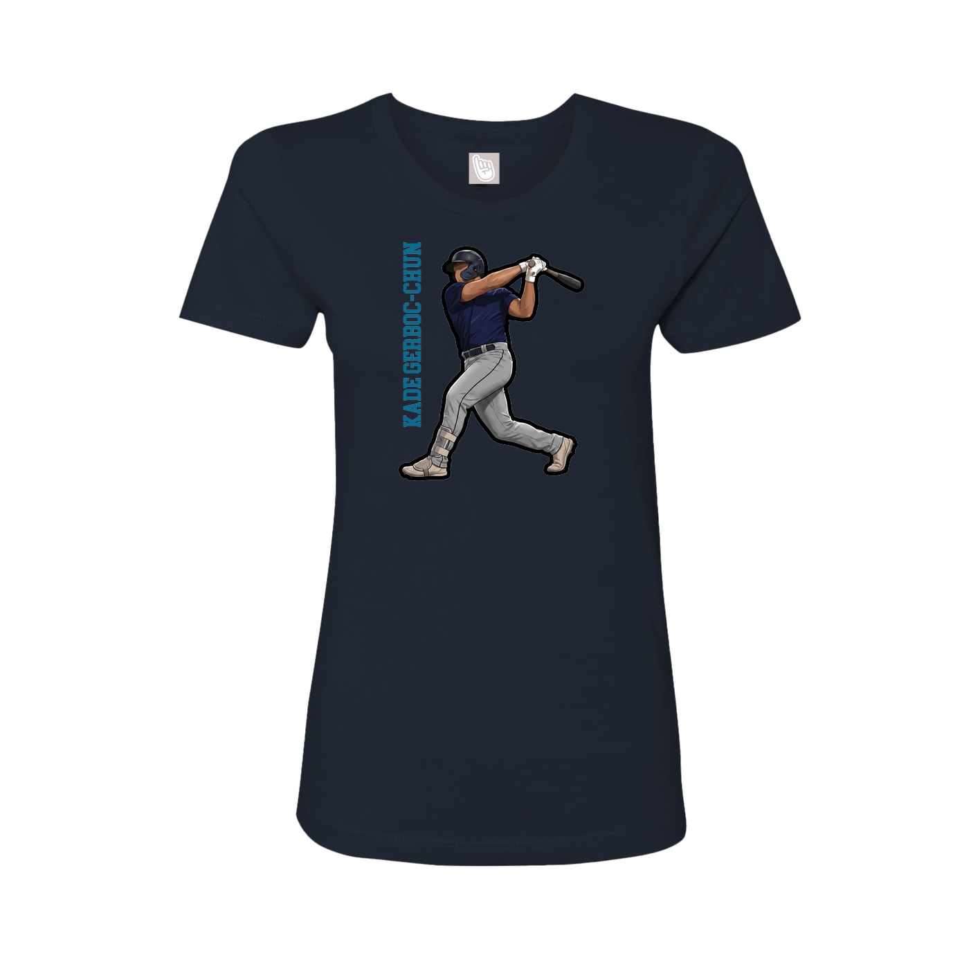 Fitted Women's Tee — Name Vertical in Navy
