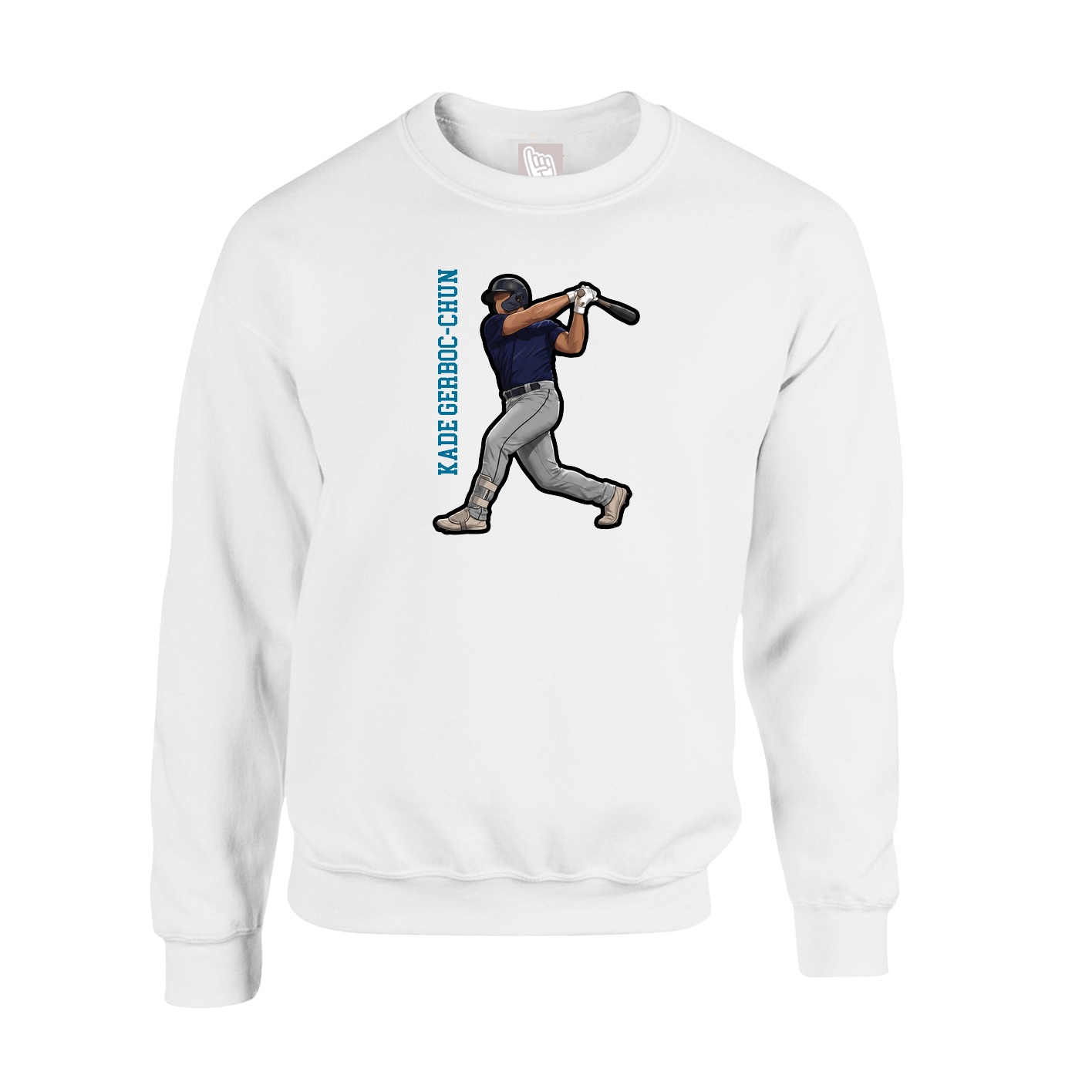 Fleece Crew — Name Vertical in White