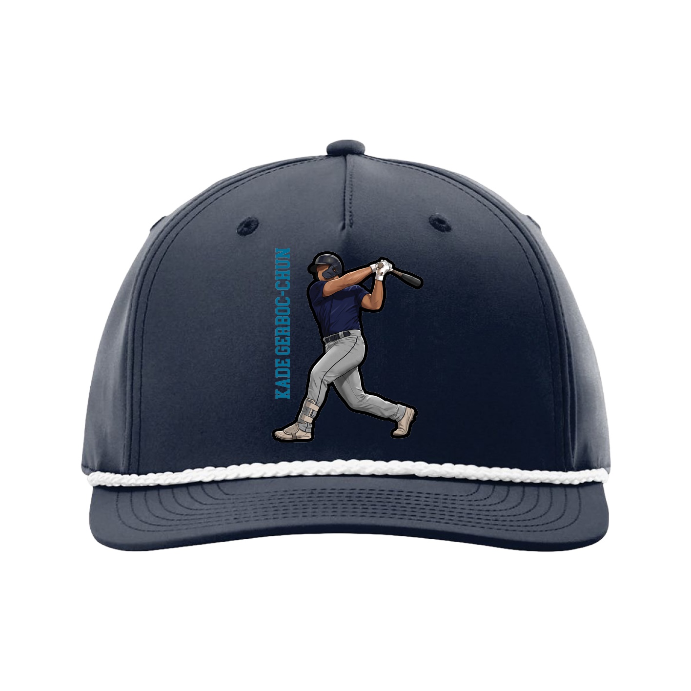 Five-Panel Classic Rope Cap — Name Vertical in Navy