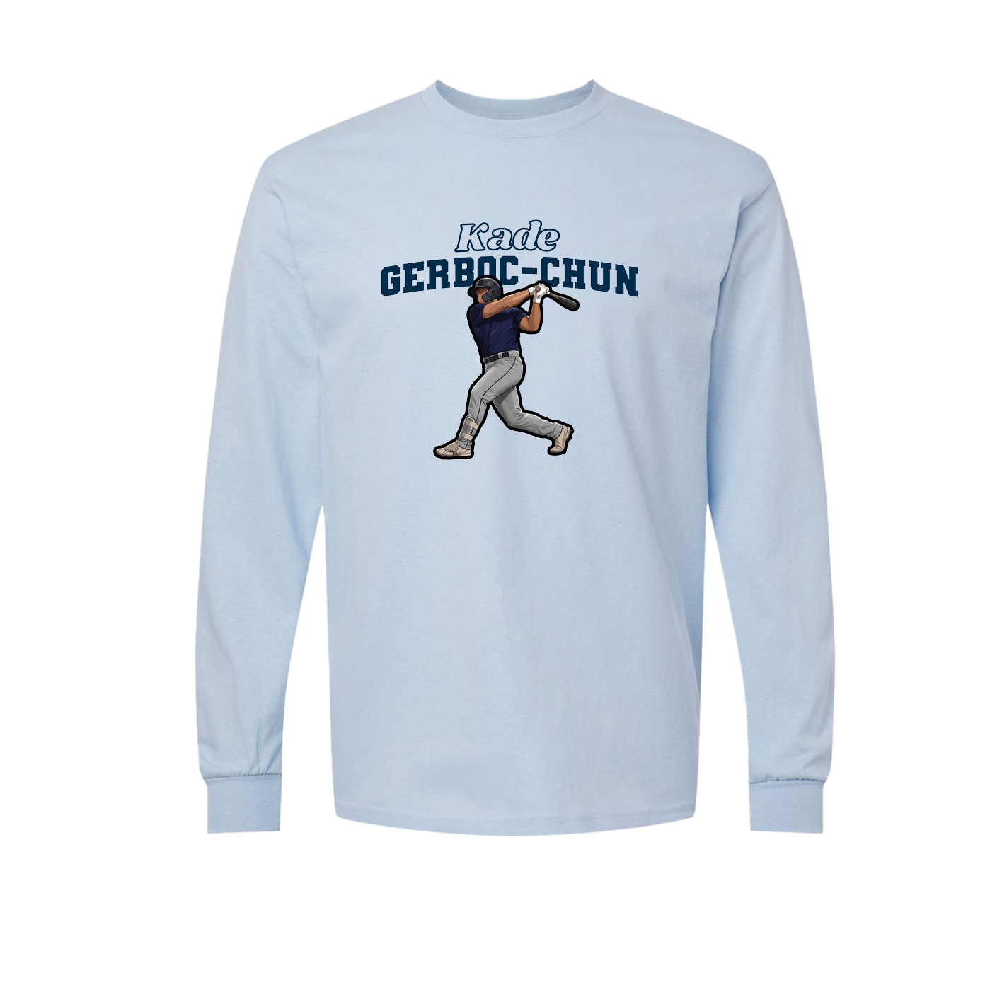 Long Sleeve Tee — Name Arch in Light Blue