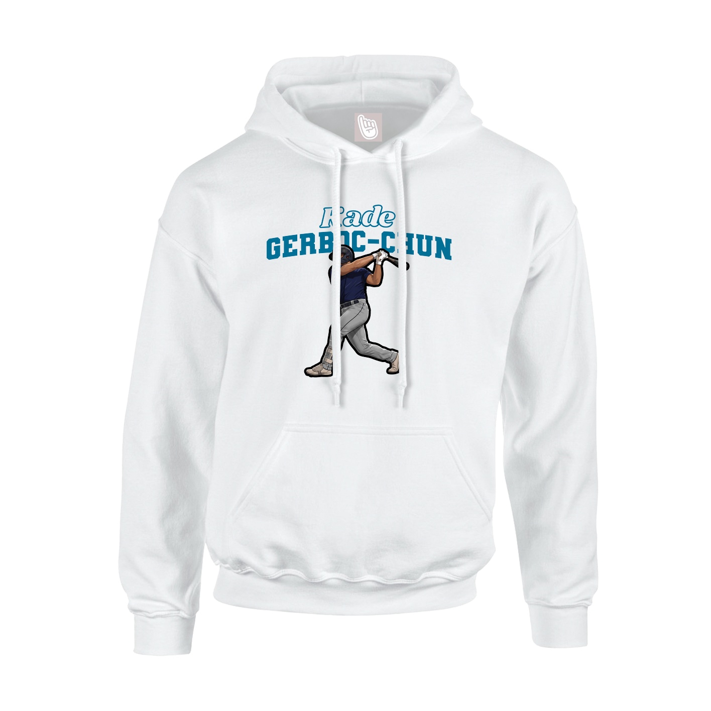 Youth Hoodie — Name Arch in White