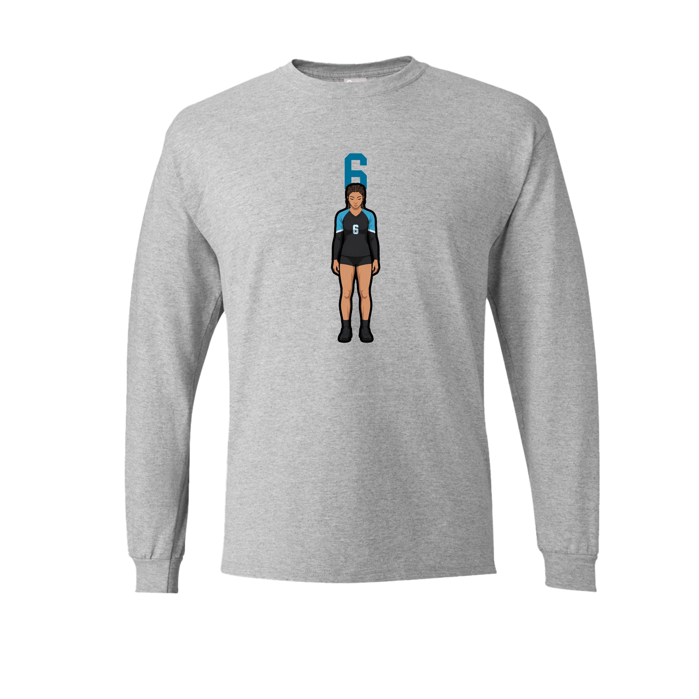 Long Sleeve Tee — Number Top in Grey