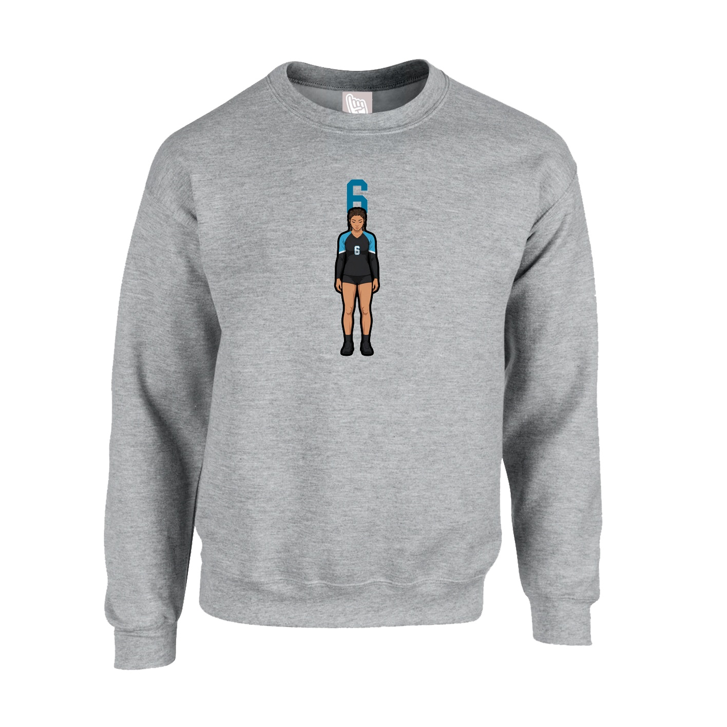 Fleece Crew — Number Top in Grey