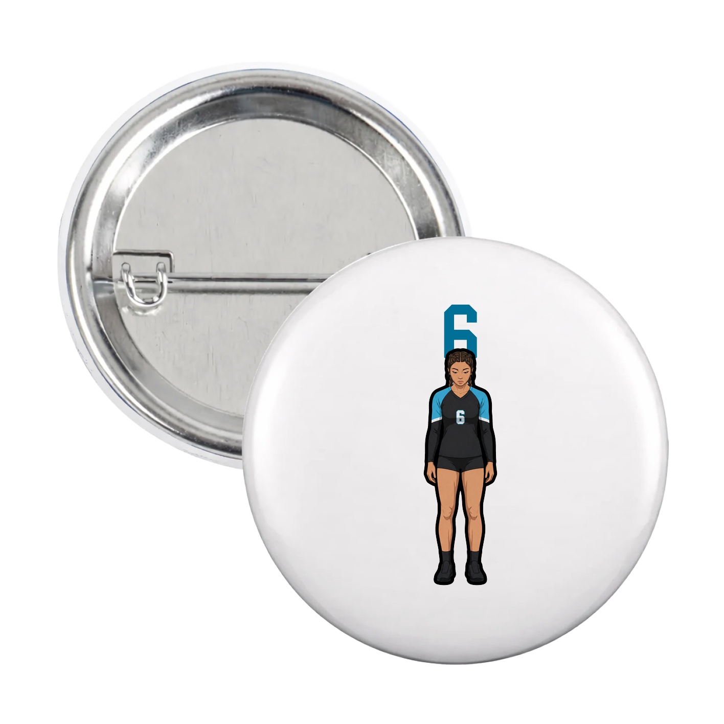 Game Day Button — Number Top in White