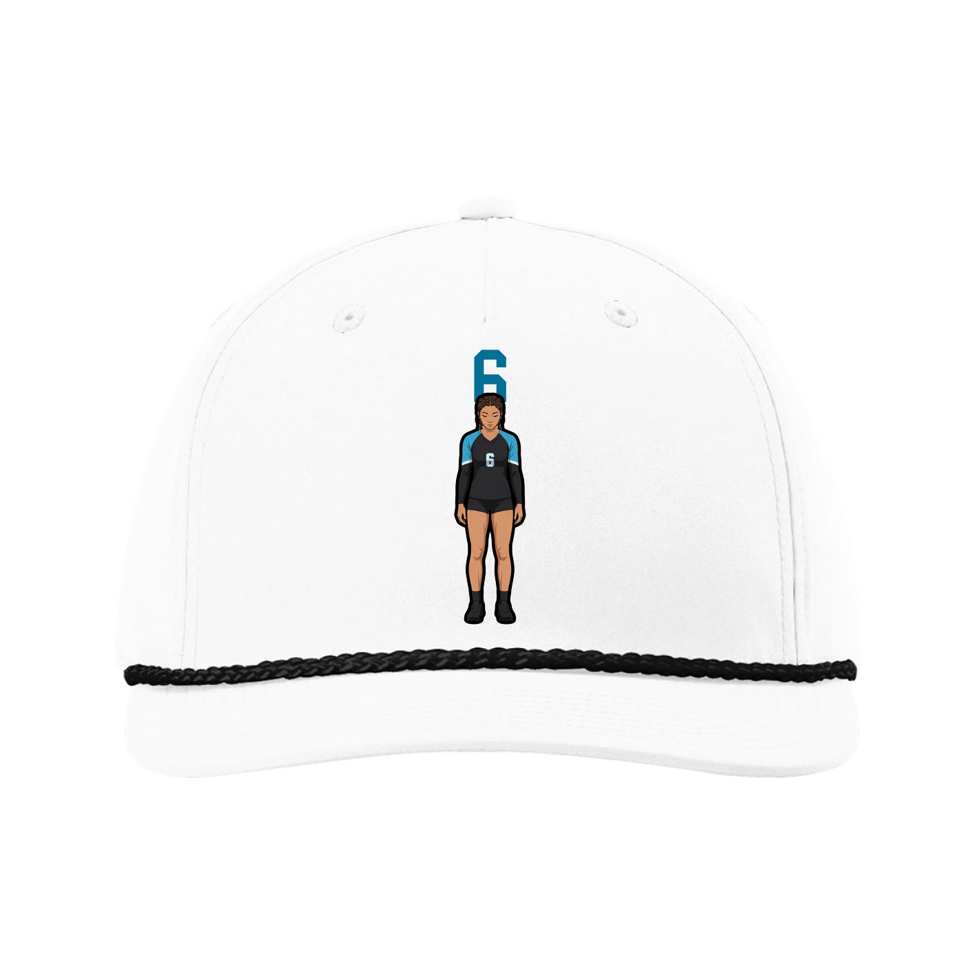 Five-Panel Classic Rope Cap — Number Top in White