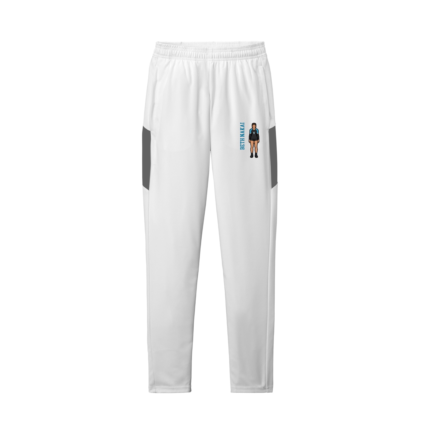 Team Travel Pant — Name Vertical in White/Grey