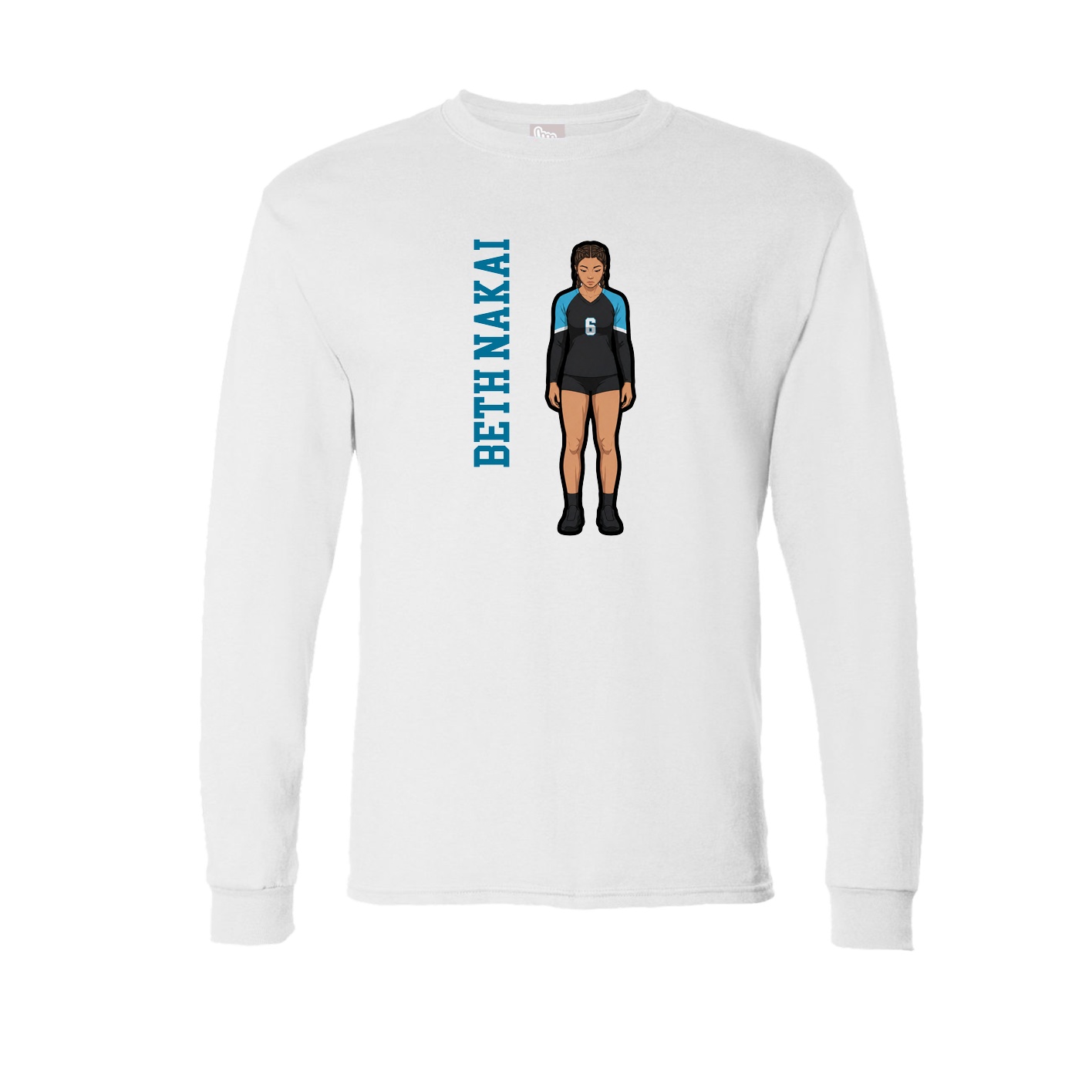 Long Sleeve Tee — Name Vertical in White