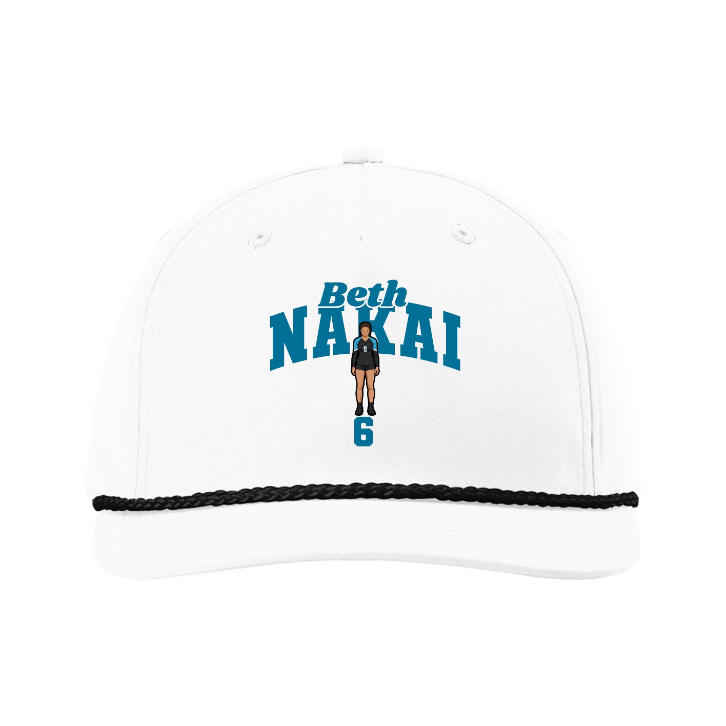 Five-Panel Classic Rope Cap — Signature Arch in White