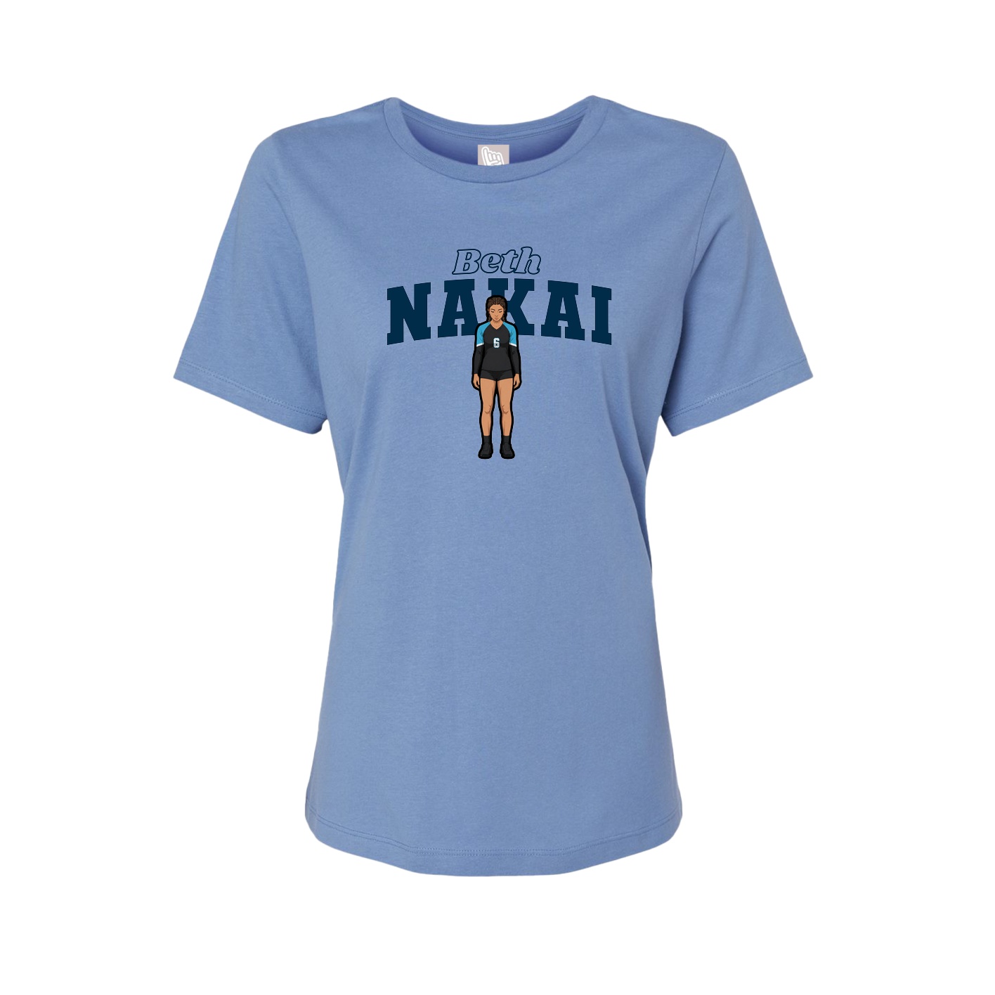 Fitted Women's Tee — Name Arch in Powder Blue