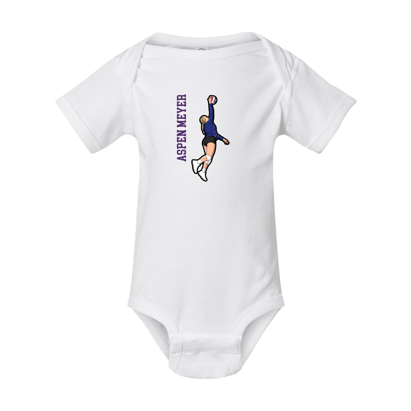 Baby Onesie — Name Vertical in White