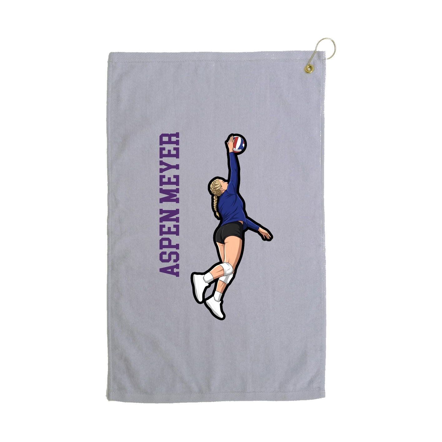 Golf Towel — Name Vertical in Grey
