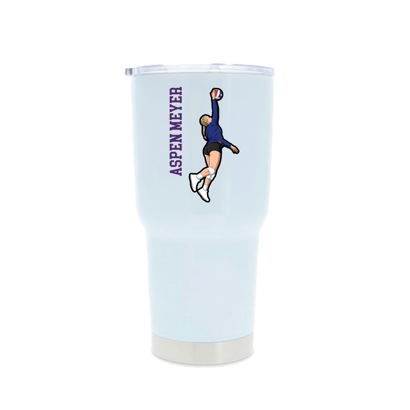 30oz Stainless Steel Tumbler — Name Vertical in White
