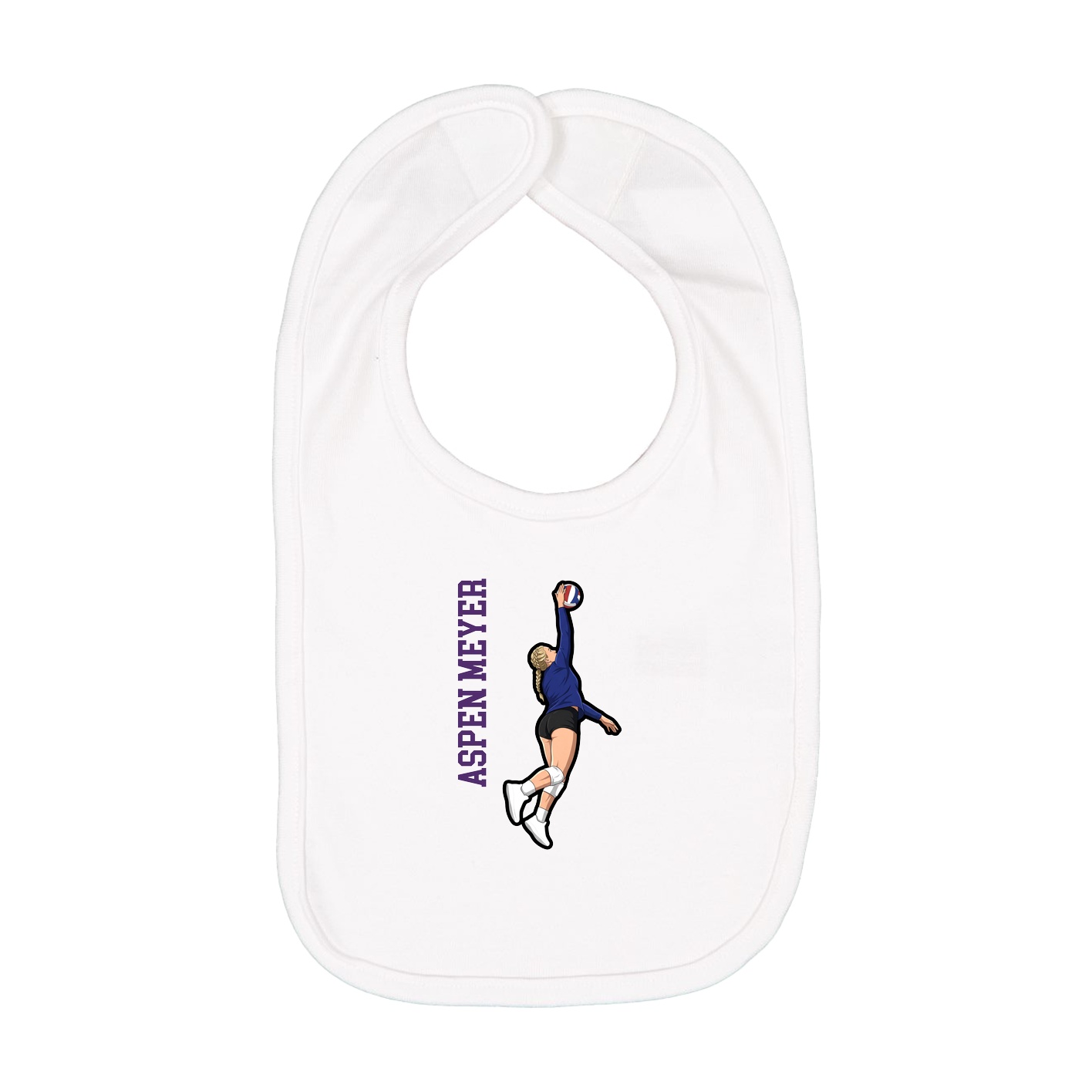 Infant Bib — Name Vertical in White