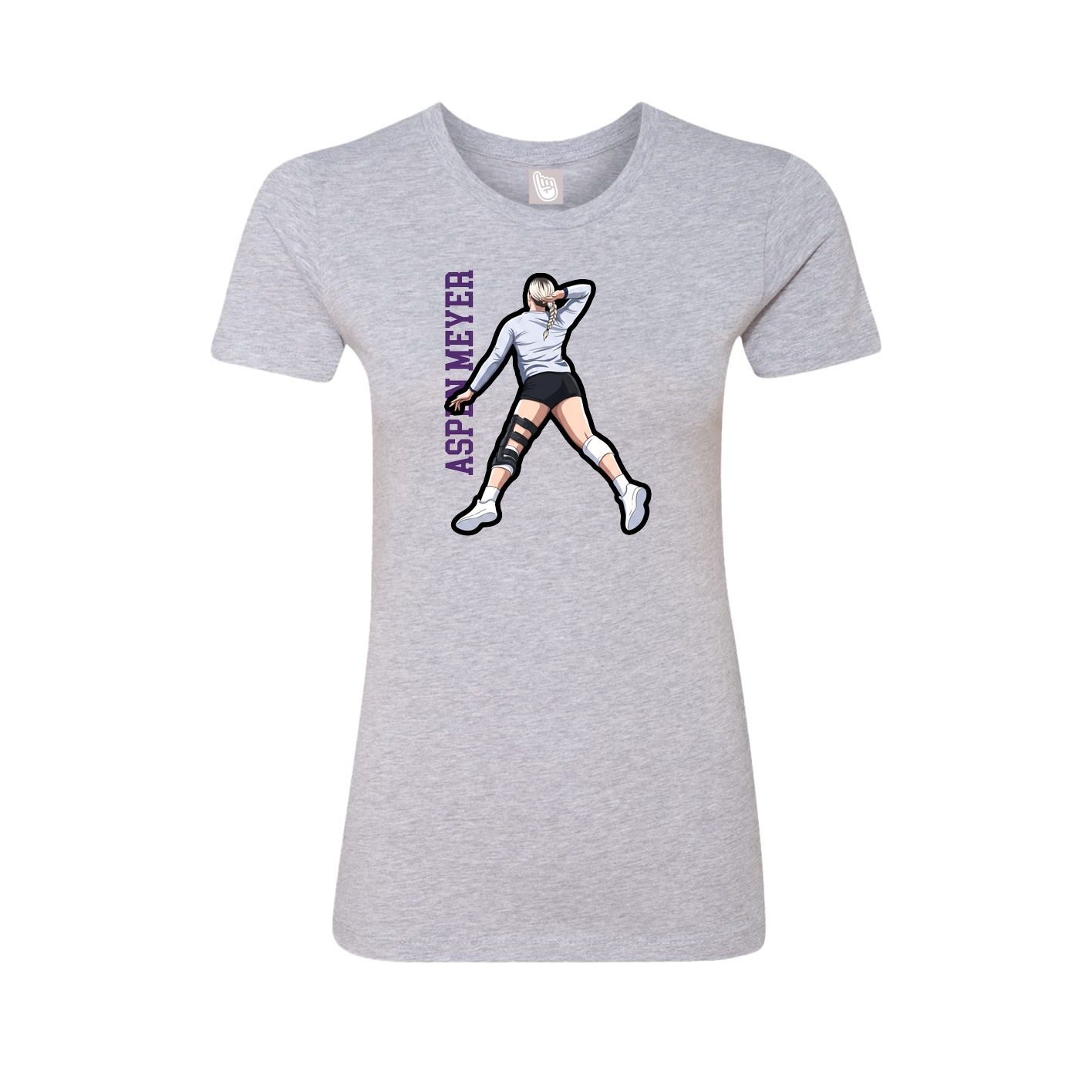 Fitted Women's Tee — Name Vertical in Grey