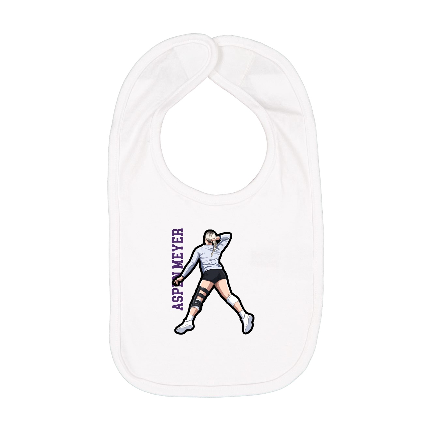 Infant Bib — Name Vertical in White
