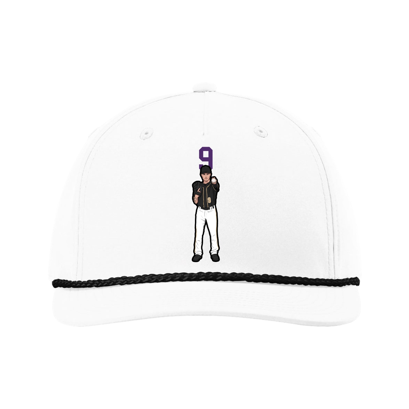 Five-Panel Classic Rope Cap — Number Top in White