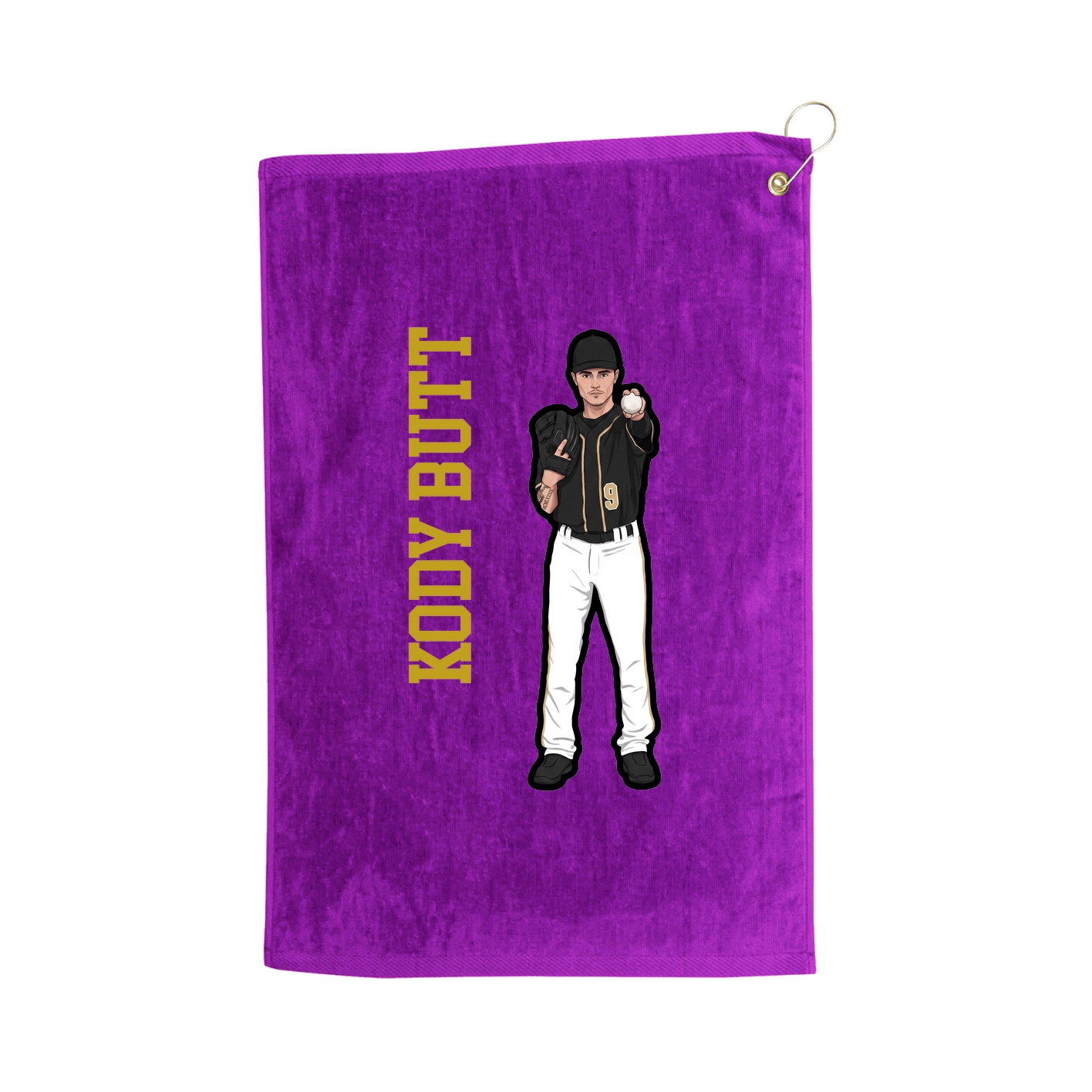 Golf Towel — Name Vertical in Purple