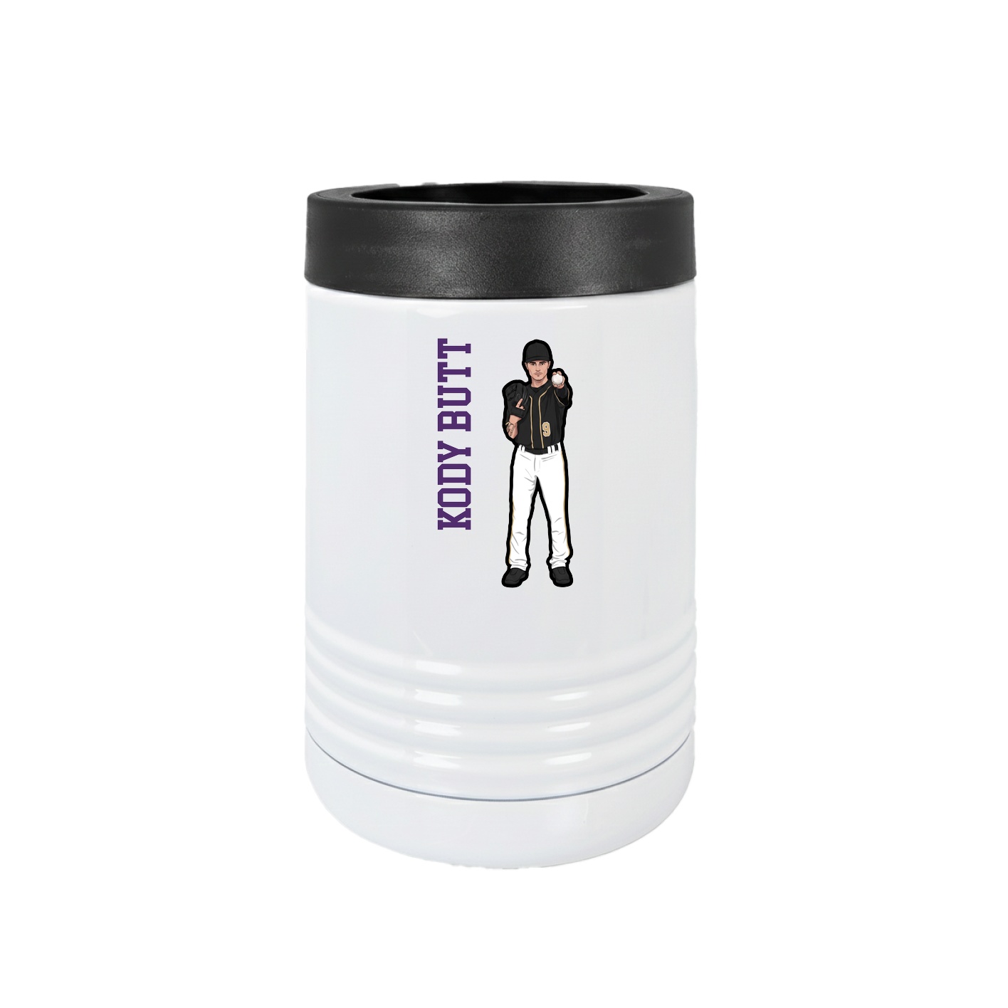 Beverage Holder — Name Vertical in White