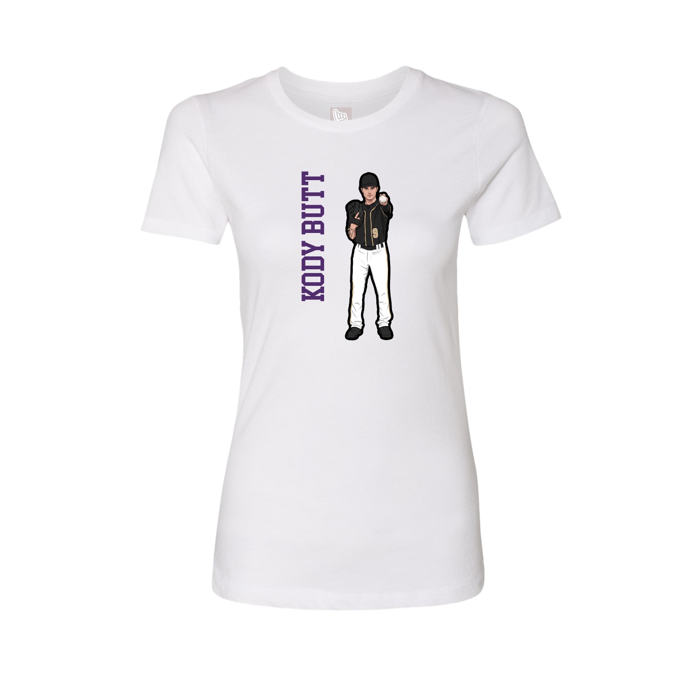 Fitted Women's Tee — Name Vertical in White