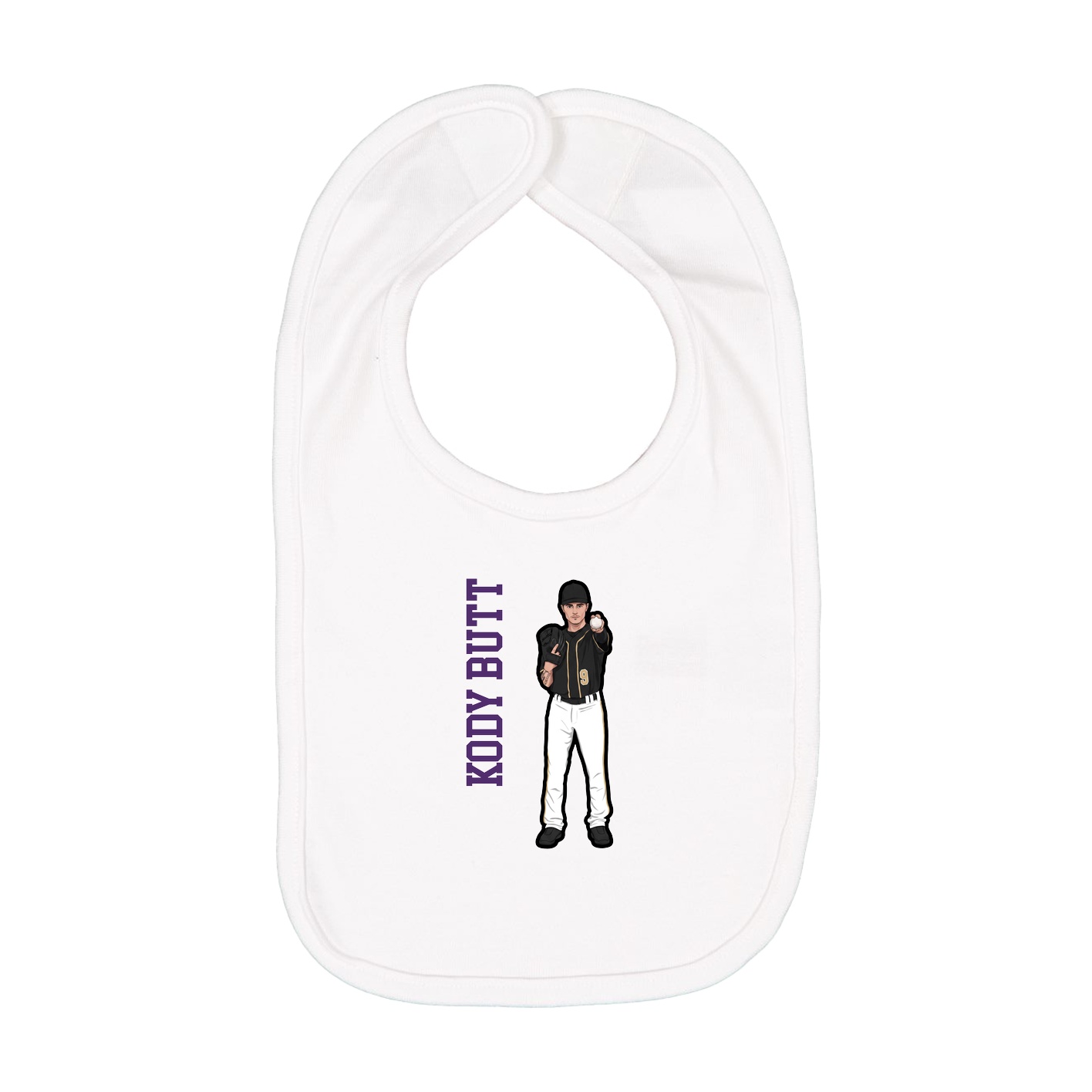 Infant Bib — Name Vertical in White