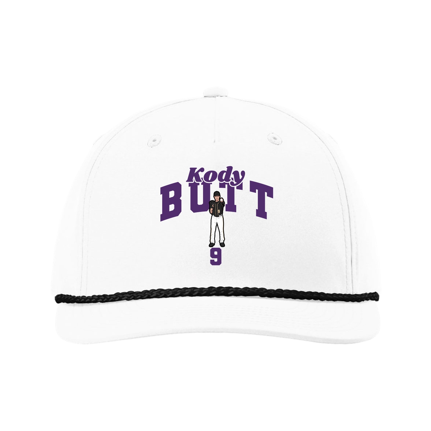Five-Panel Classic Rope Cap — Signature Arch in White