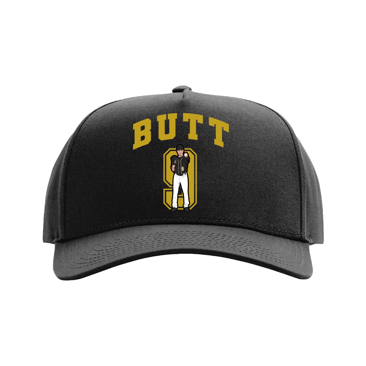 Full Fabric Five-Panel Champ Cap — Number in Black