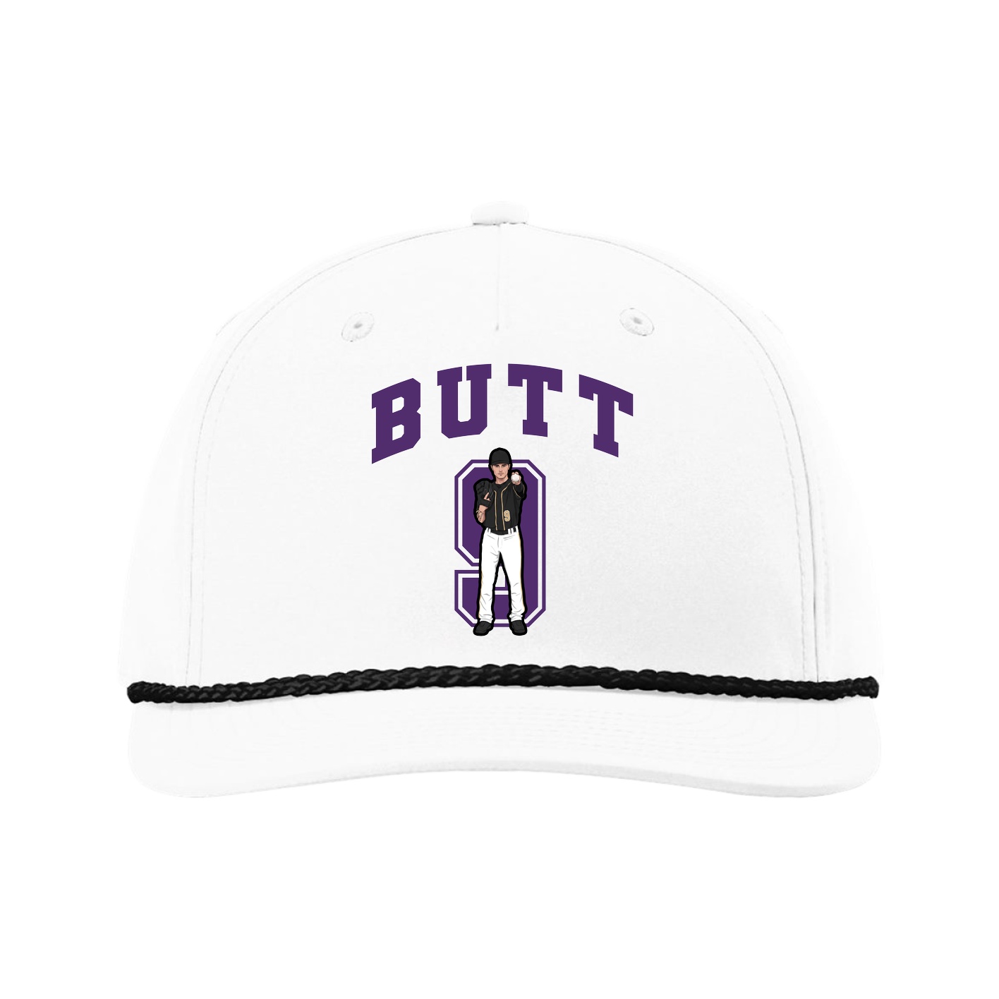 Five-Panel Classic Rope Cap — Number in White