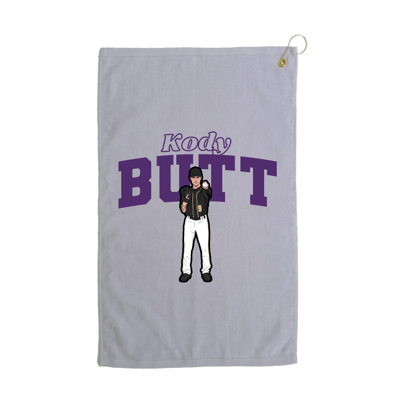 Golf Towel — Name Arch in Grey