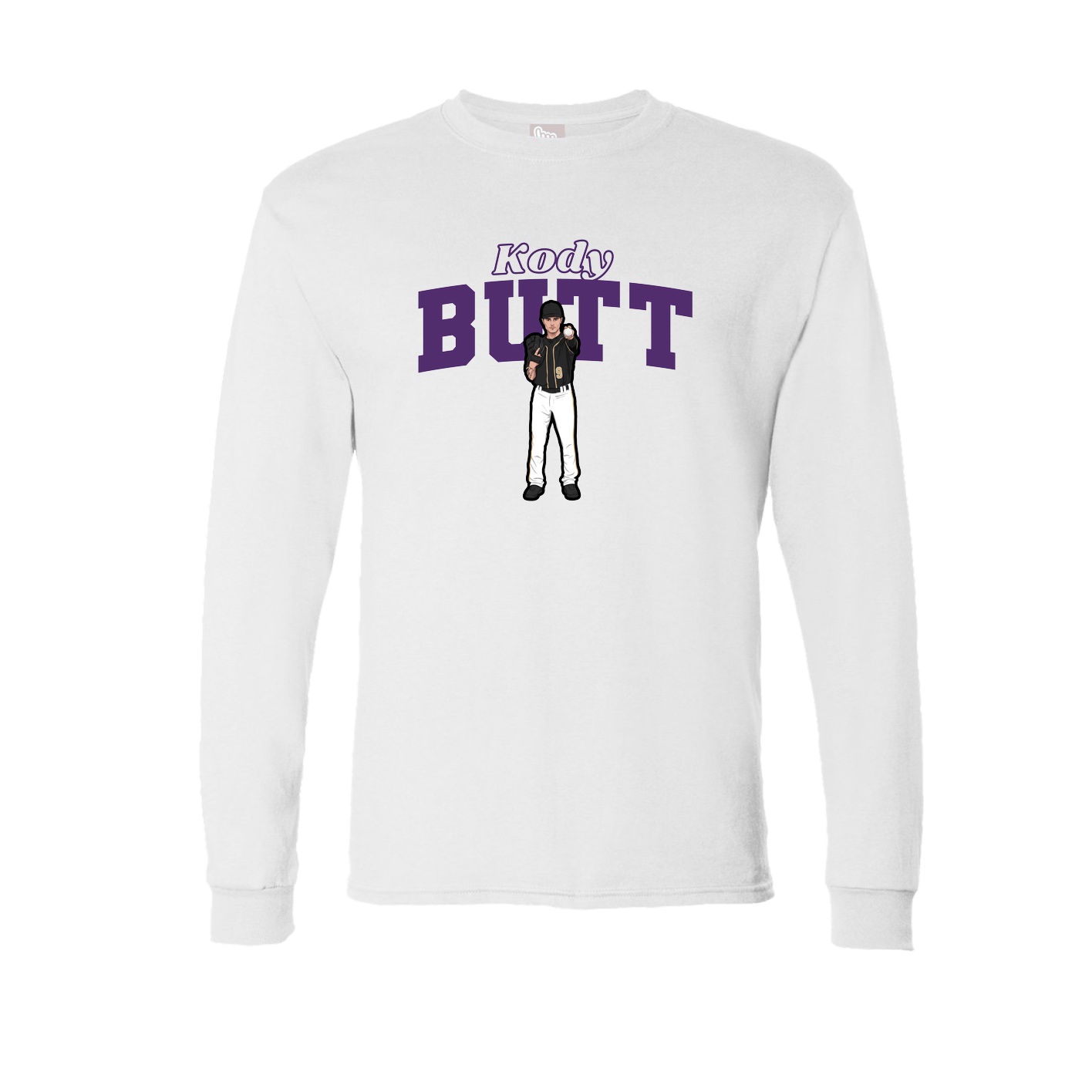 Long Sleeve Tee — Name Arch in White