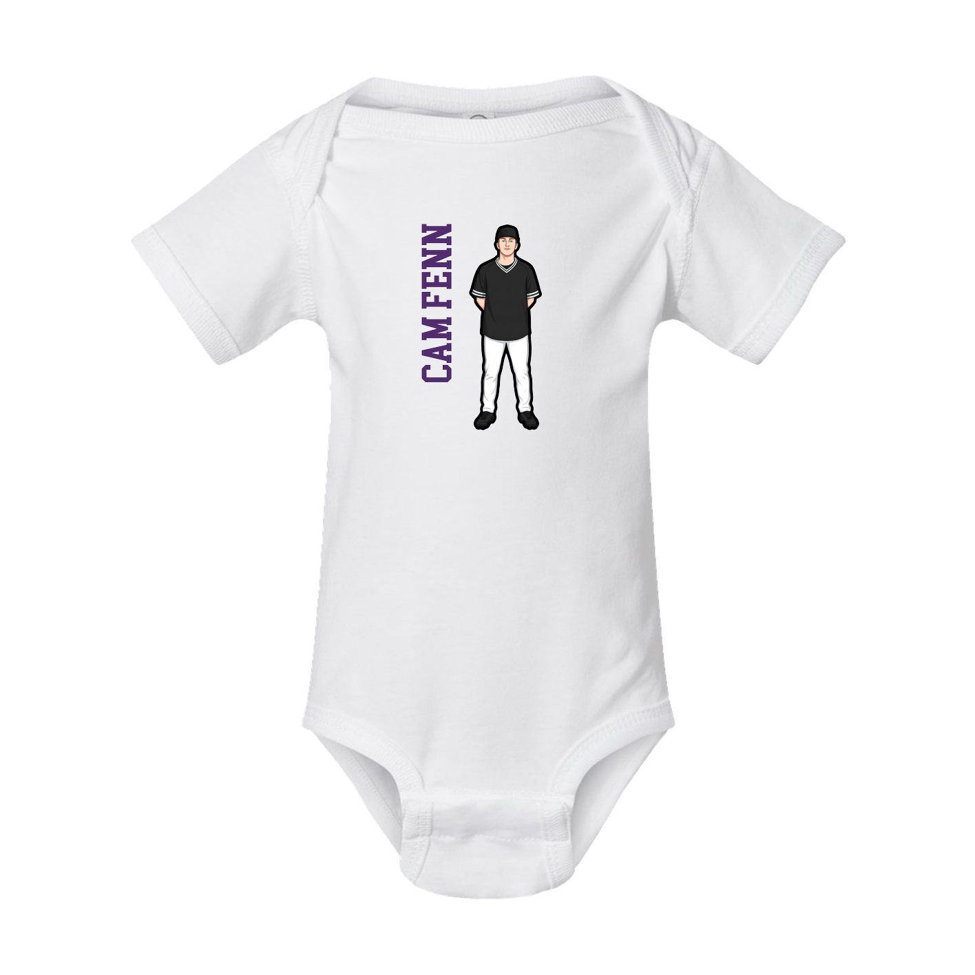 Baby Onesie — Name Vertical in White